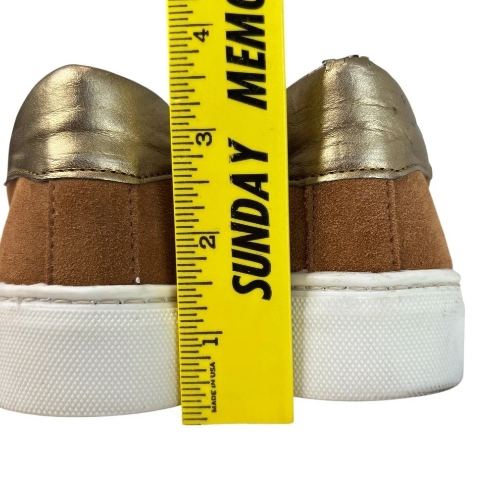 THE FLEXX Womens 9 Suede Leather Slip On Sneakers COMMUTER Flats TAN LEOPARD